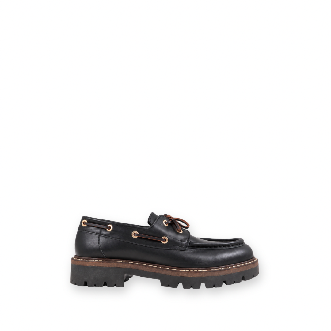 ATELIERS - BAZAR LACE UP LOAFER IN BLACK LEATHER