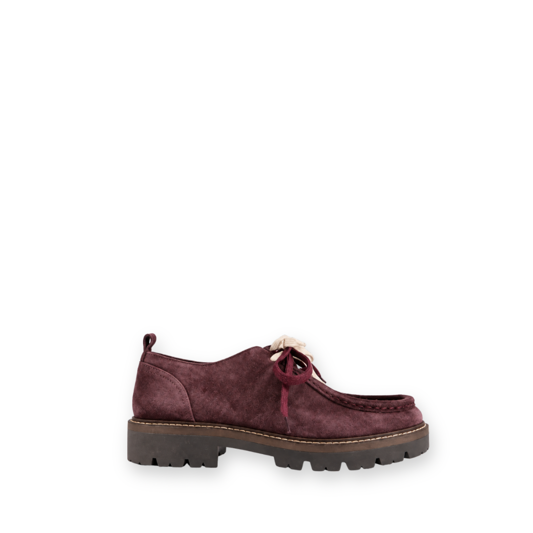 ATELIERS - BALTIC LACE UP LOAFER IN BORDO SUEDE