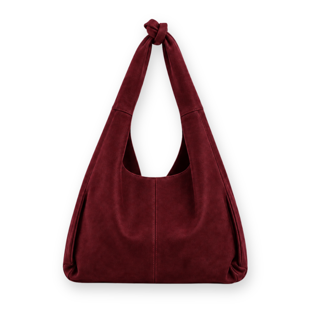 RISA - KNOT TOTE BAG IN MAROON SUEDE