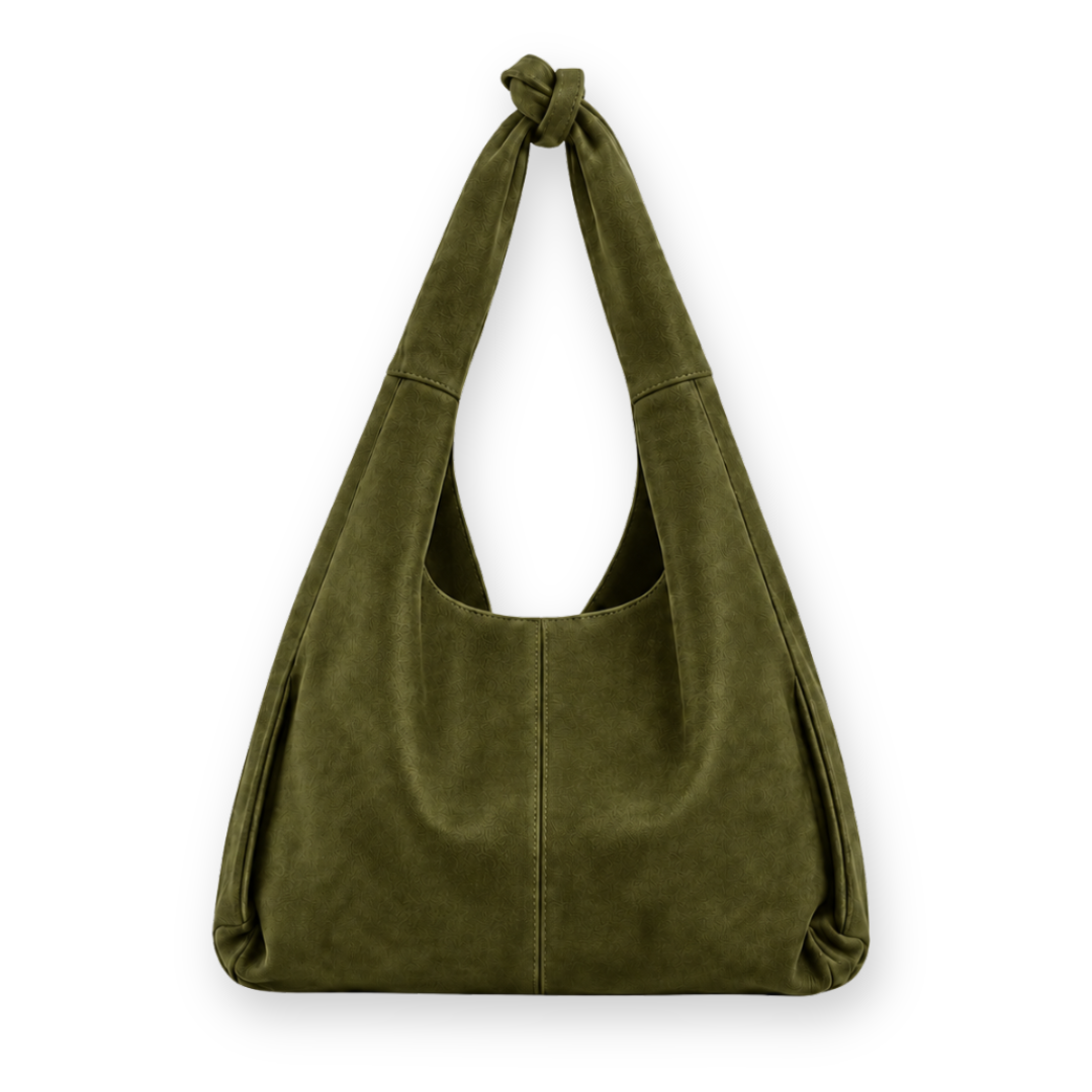RISA - KNOT TOTE BAG IN OLIVE SUEDE
