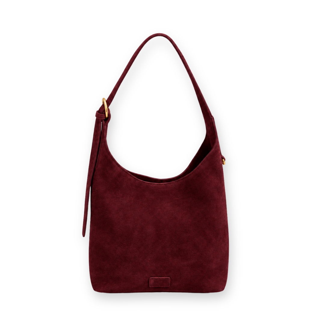 RISA - CLAUDE SHOULDER BAG IN MAROON SUEDE