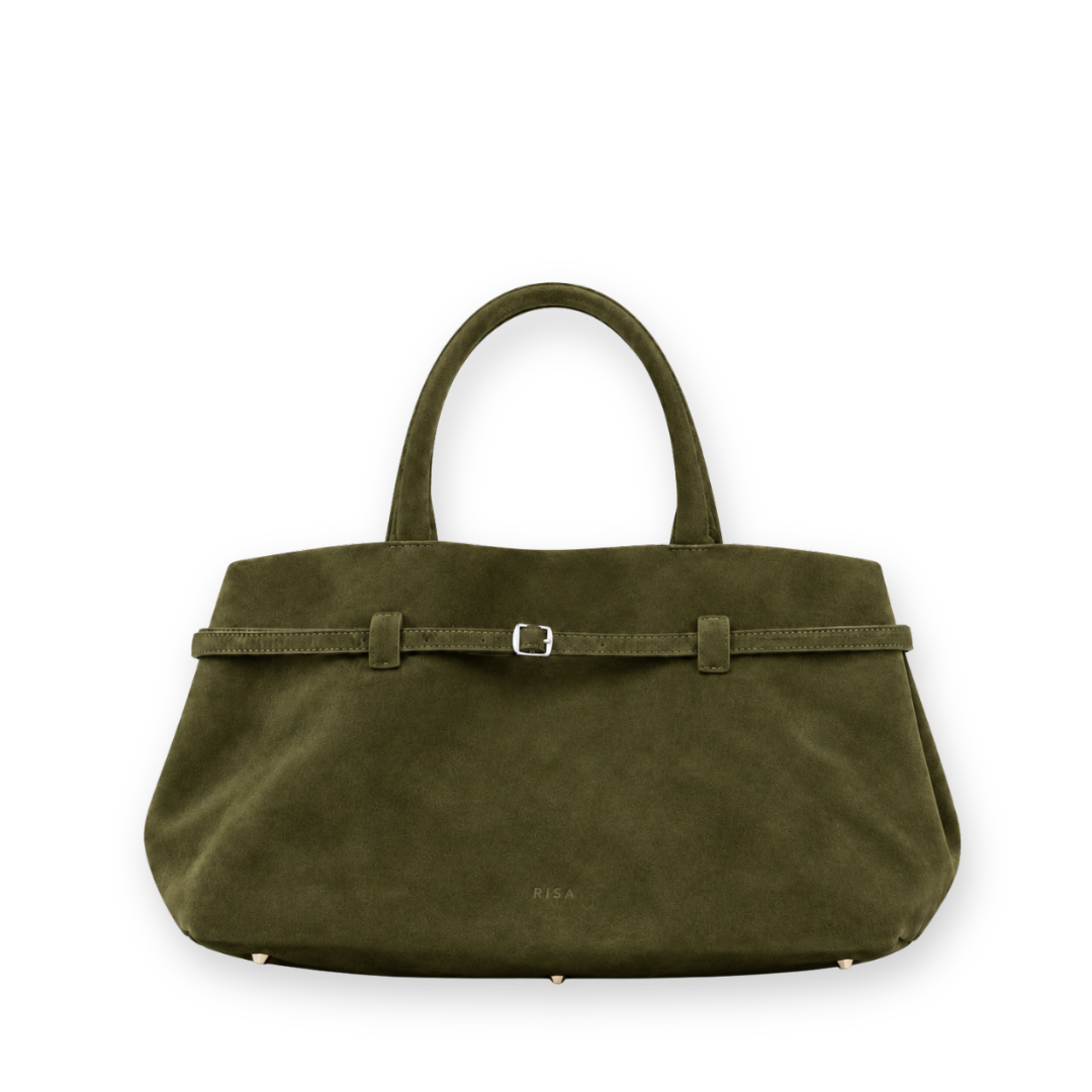 RISA - MONROE SATCHEL BAG IN OLIVE SUEDE