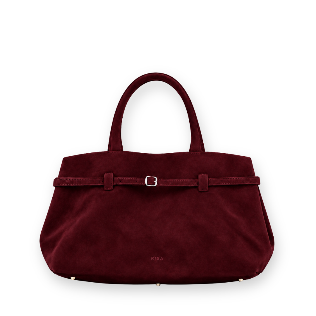RISA - MONROE SATCHEL BAG IN MAROON SUEDE