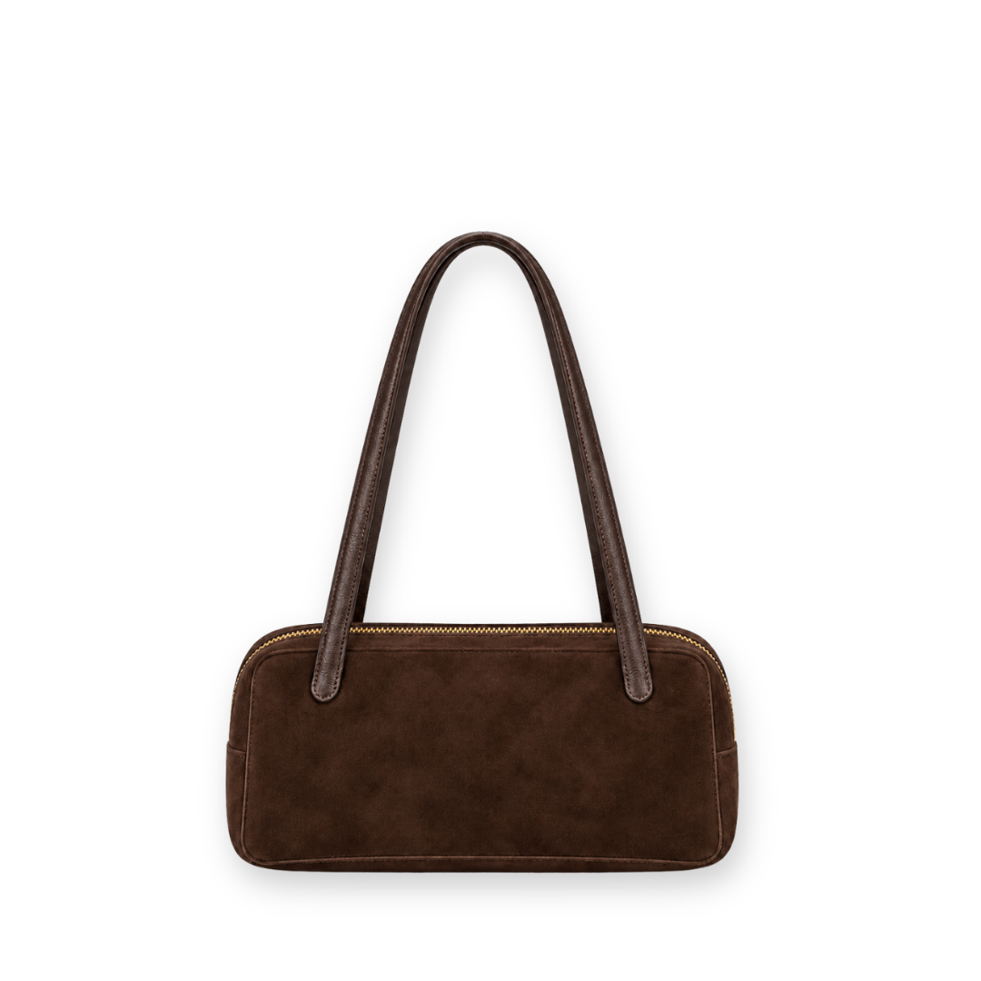 RISA - LILIE BOWLER BAG IN CHOCOLATE BROWN SUEDE