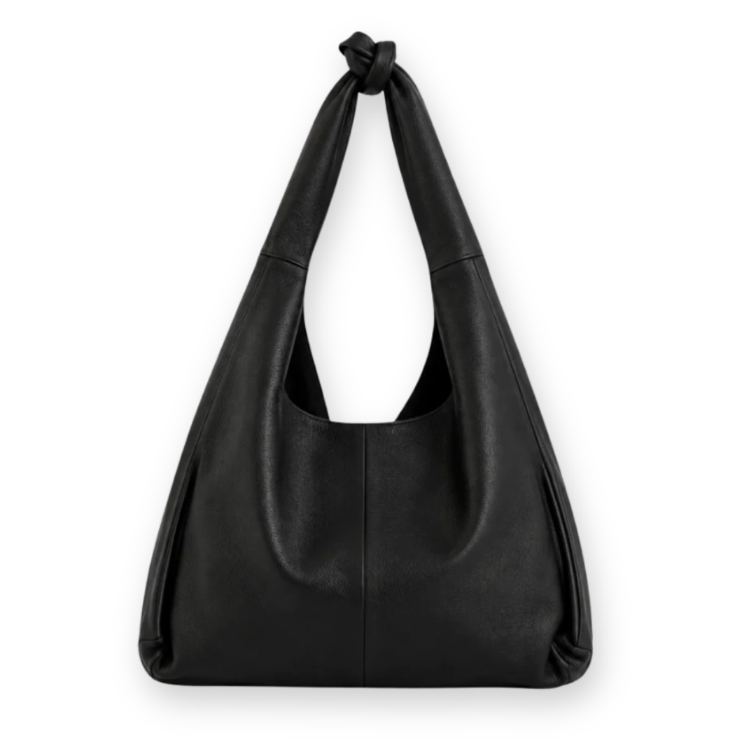 RISA - KNOT TOTE BAG IN BLACK LEATHER