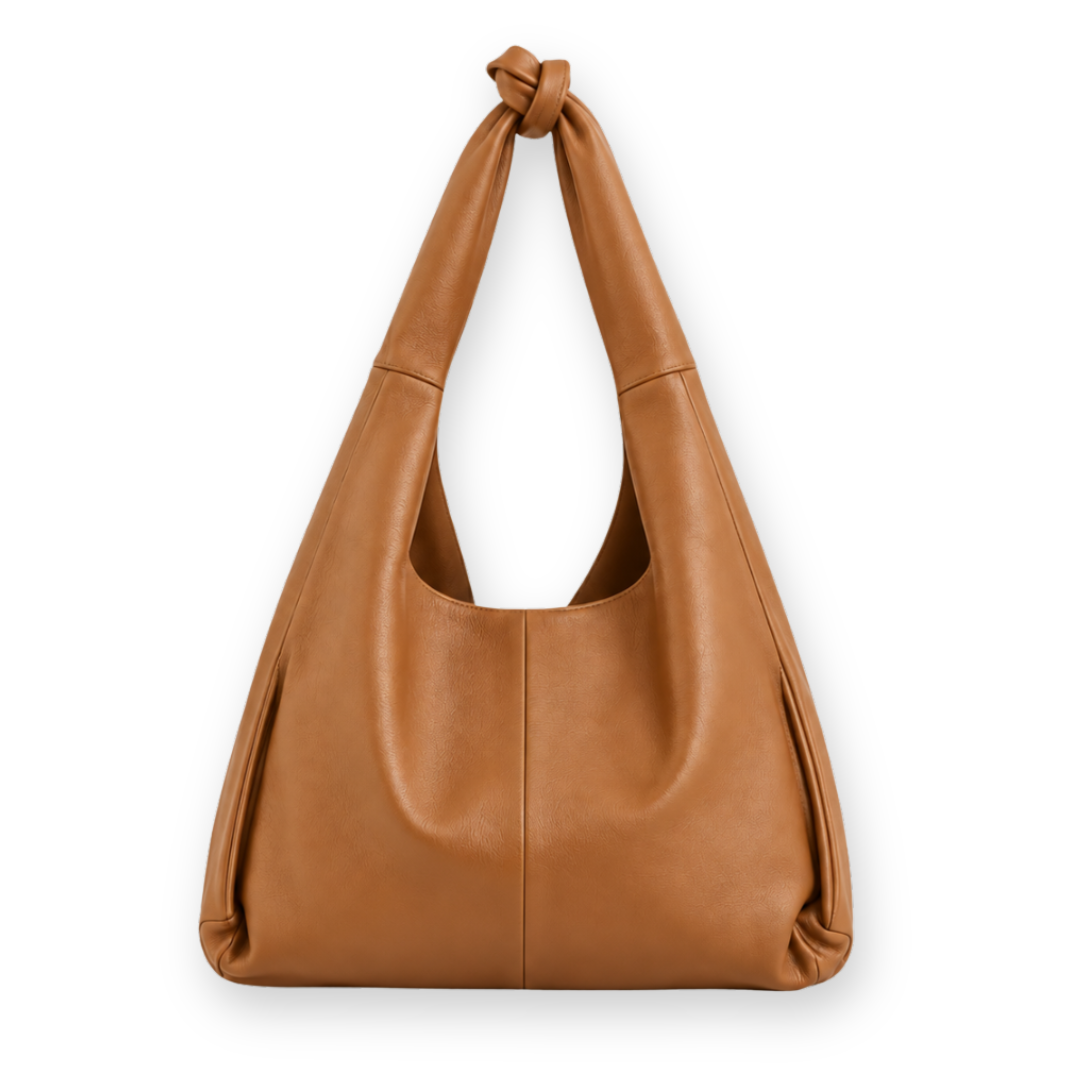 RISA - KNOT TOTE BAG IN TAN LEATHER