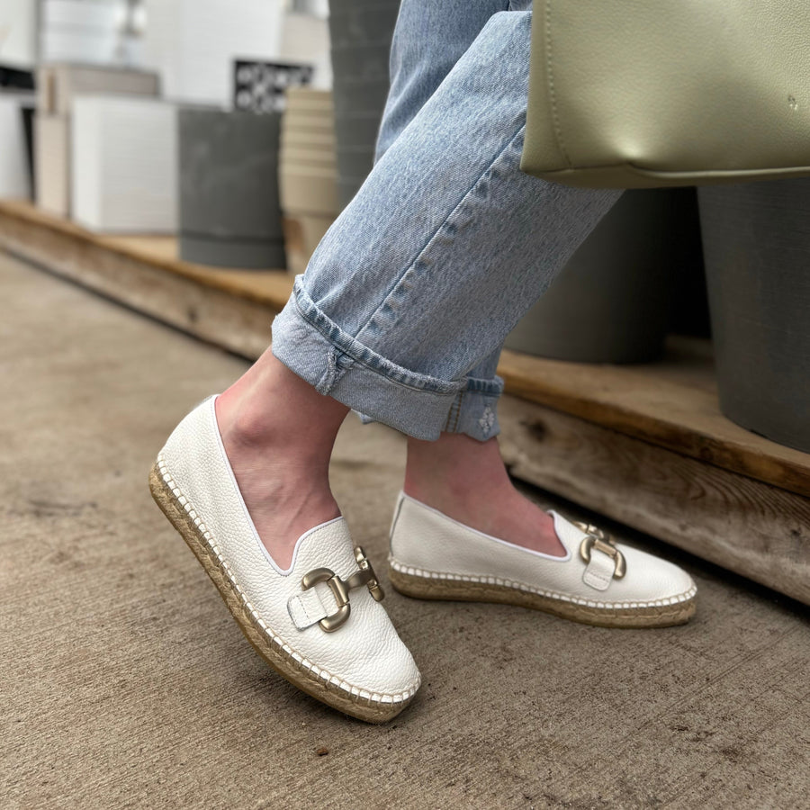 ATELIERS - PARIS ESPADRILLE LOAFER IN WHITE LEATHER