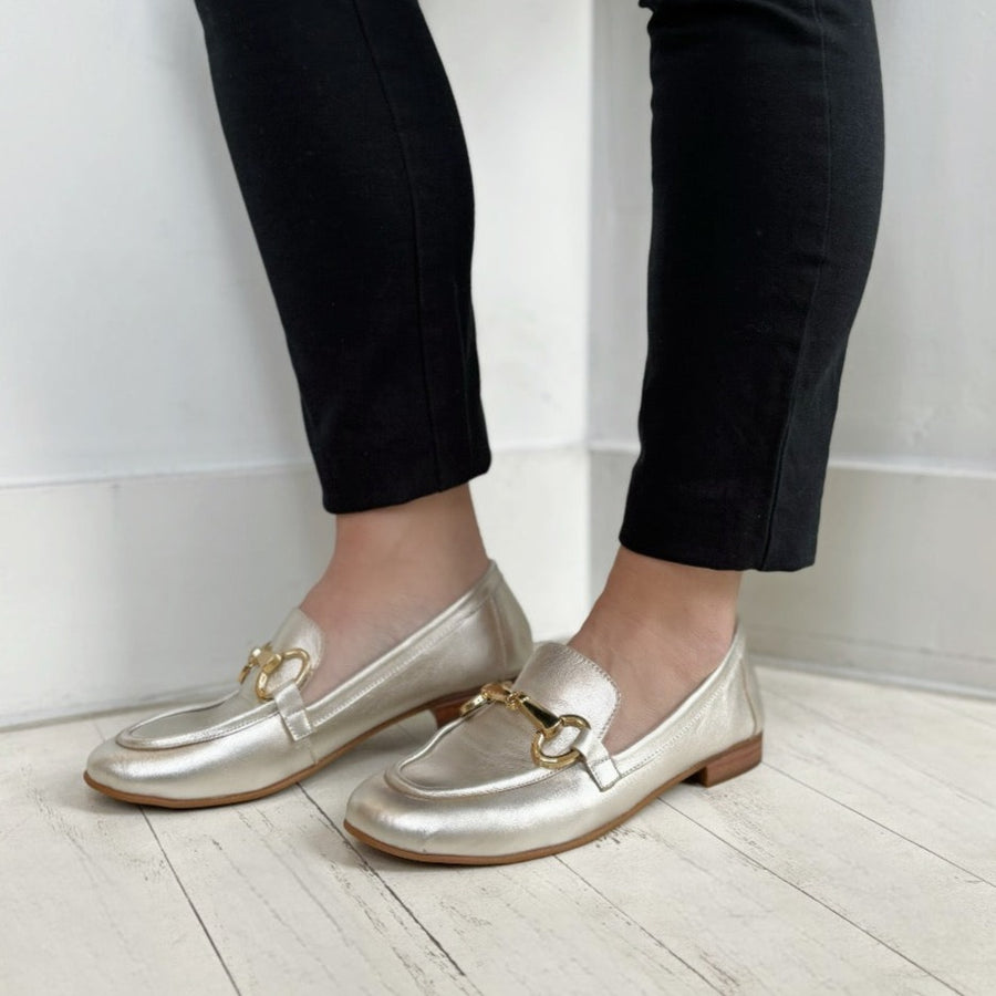 ATELIERS - SABINA LOAFER IN SILVER LEATHER