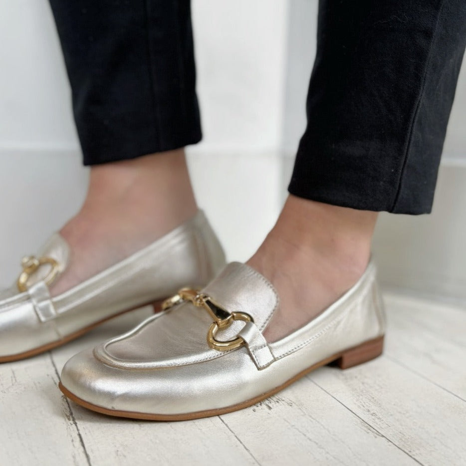 ATELIERS - SABINA LOAFER IN SILVER LEATHER
