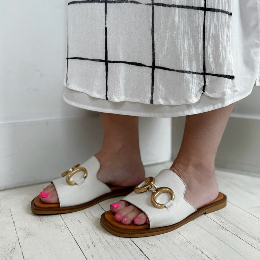 ATELIERS - FLYNN SANDAL IN OFF WHITE LEATHER