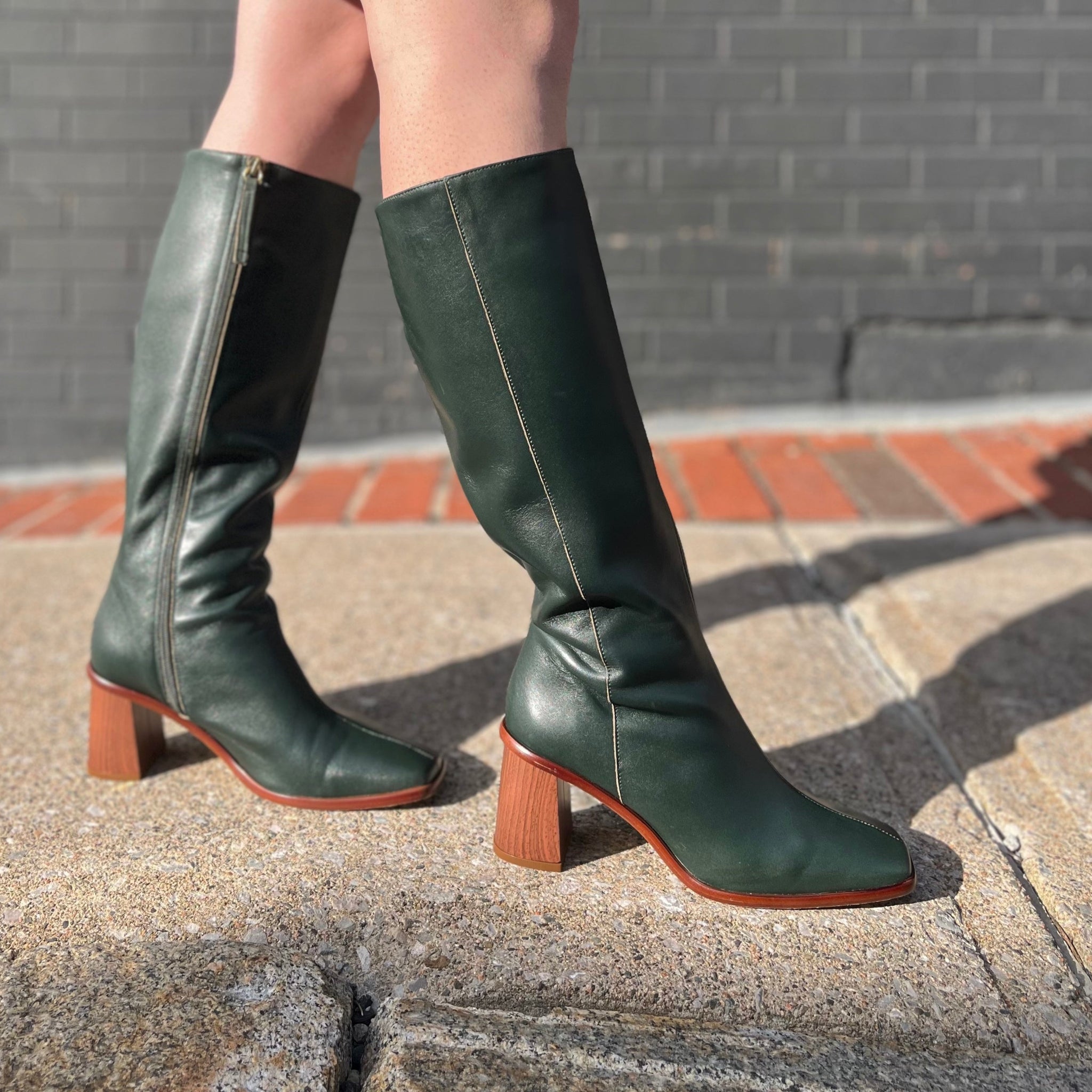 ALOHAS - EAST TALL BOOT IN JADE GREEN LEATHER