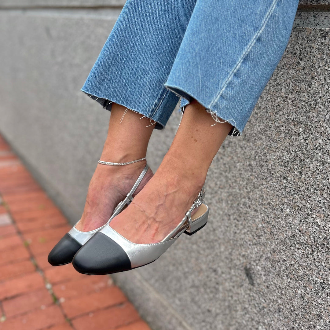 STEVE MADDEN - BRINDA FLAT IN SILVER MULTI SYNTHETIC LEATHER