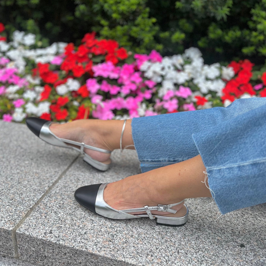 STEVE MADDEN - BRINDA FLAT IN SILVER MULTI SYNTHETIC LEATHER
