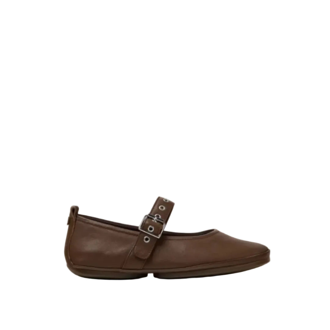 CAMPER - RIGHT MARY-JANE FLAT K201962-004 IN BROWN LEATHER