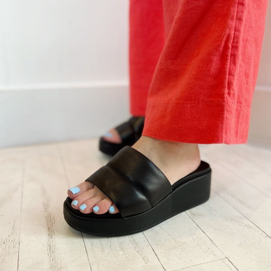 CAMPER   MISIA SLIDE K IN BLACK LEATHER