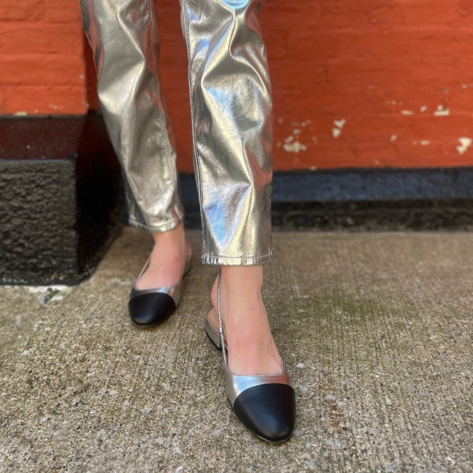 STEVE MADDEN - BRINDA FLAT IN SILVER MULTI SYNTHETIC LEATHER