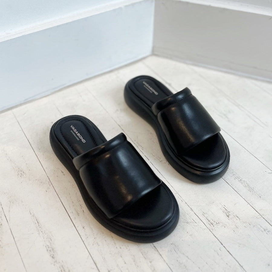 VAGABOND - BLENDA SLIDE IN BLACK LEATHER