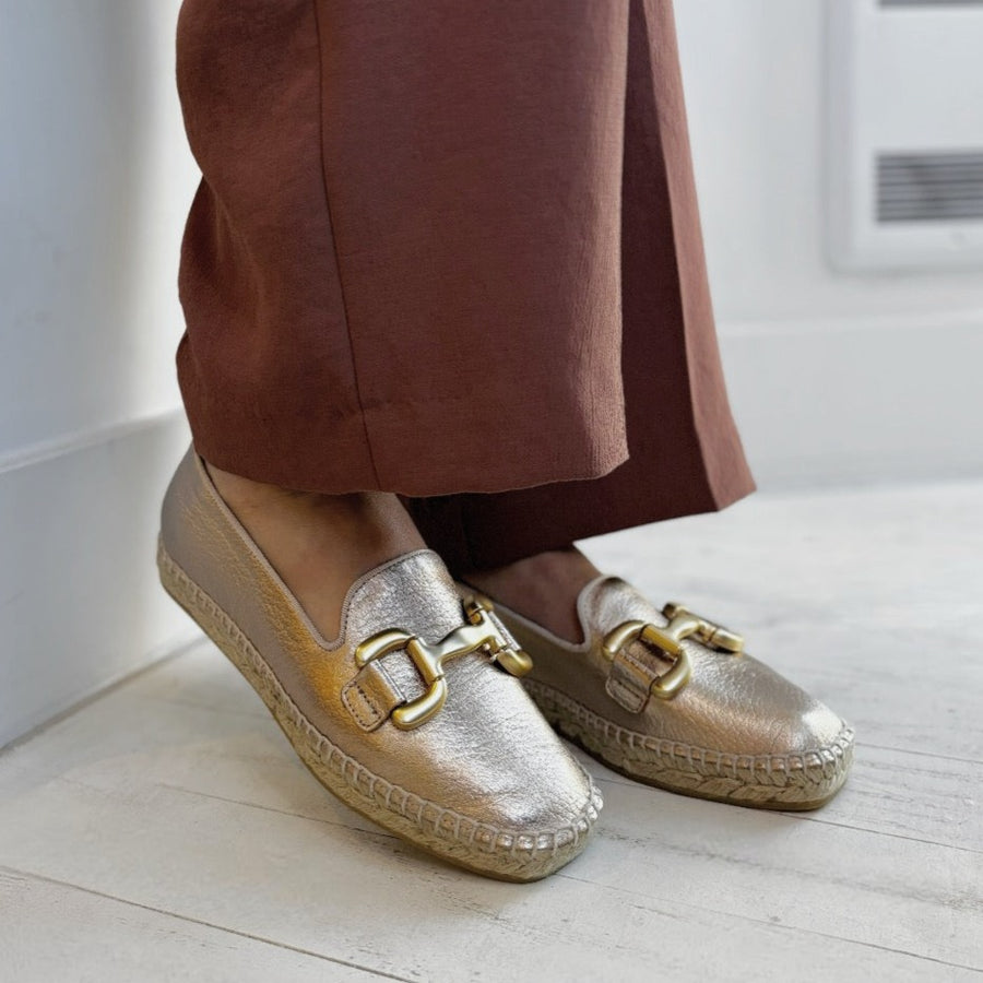 ATELIERS - PARIS ESPADRILLE LOAFER IN ROSE GOLD LEATHER