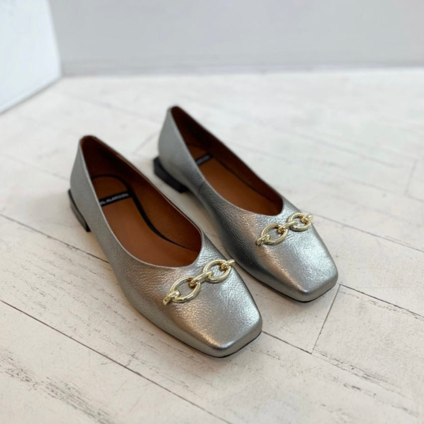 ANGEL ALARCON - HASPE LOAFER 23515-535A IN SILVER LEATHER