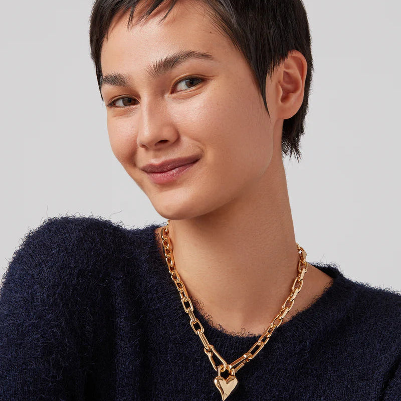 JENNY BIRD - PADLOCK HEART PENDANT NECKLACE IN GOLD