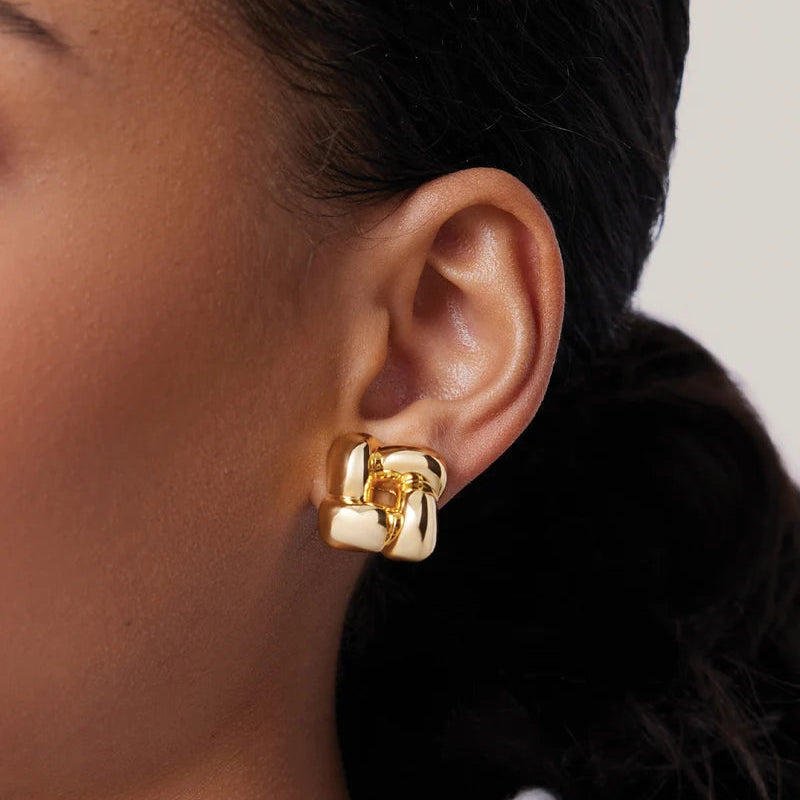 JENNY BIRD - SMALL WOVEN SQUARE EARRING IN GOLD