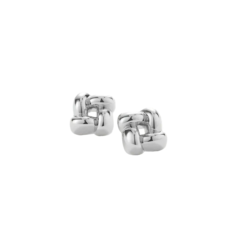JENNY BIRD - SMALL WOVEN SQUARE EARRING IN SILVER HIGH POLISH