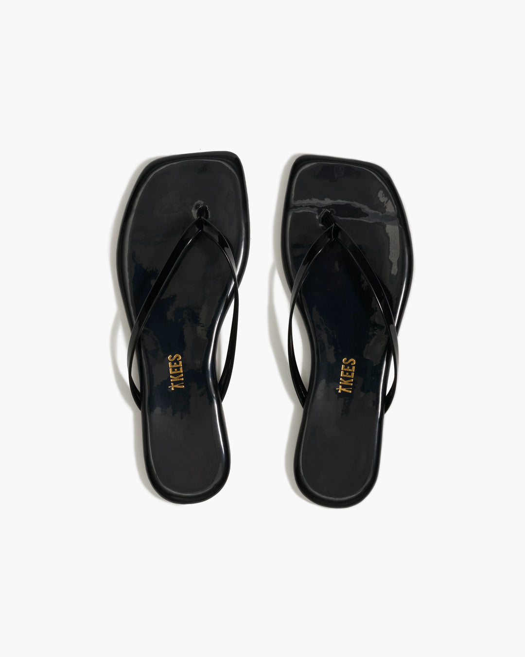 TKEES - LILY SQUARE TOE THONG SANDAL IN LICORICE LEATHER