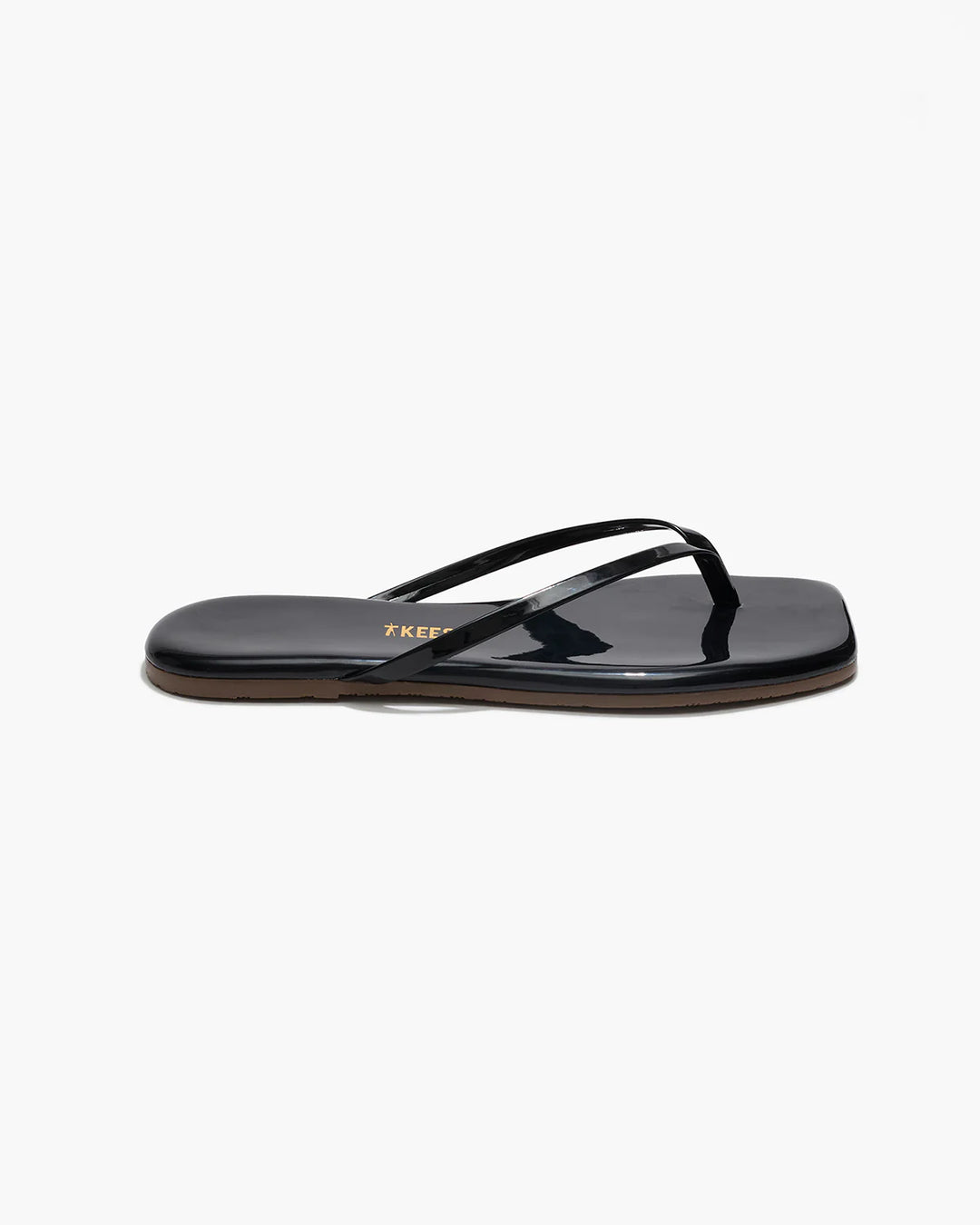 TKEES - LILY SQUARE TOE THONG SANDAL IN LICORICE LEATHER