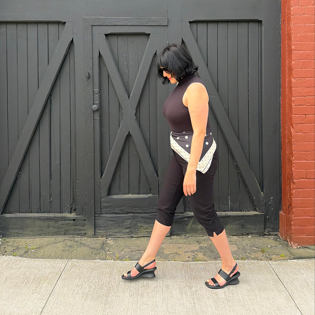 CAMPER - LOUISE WEDGE SANDAL K201915-001 IN BLACK LEATHER