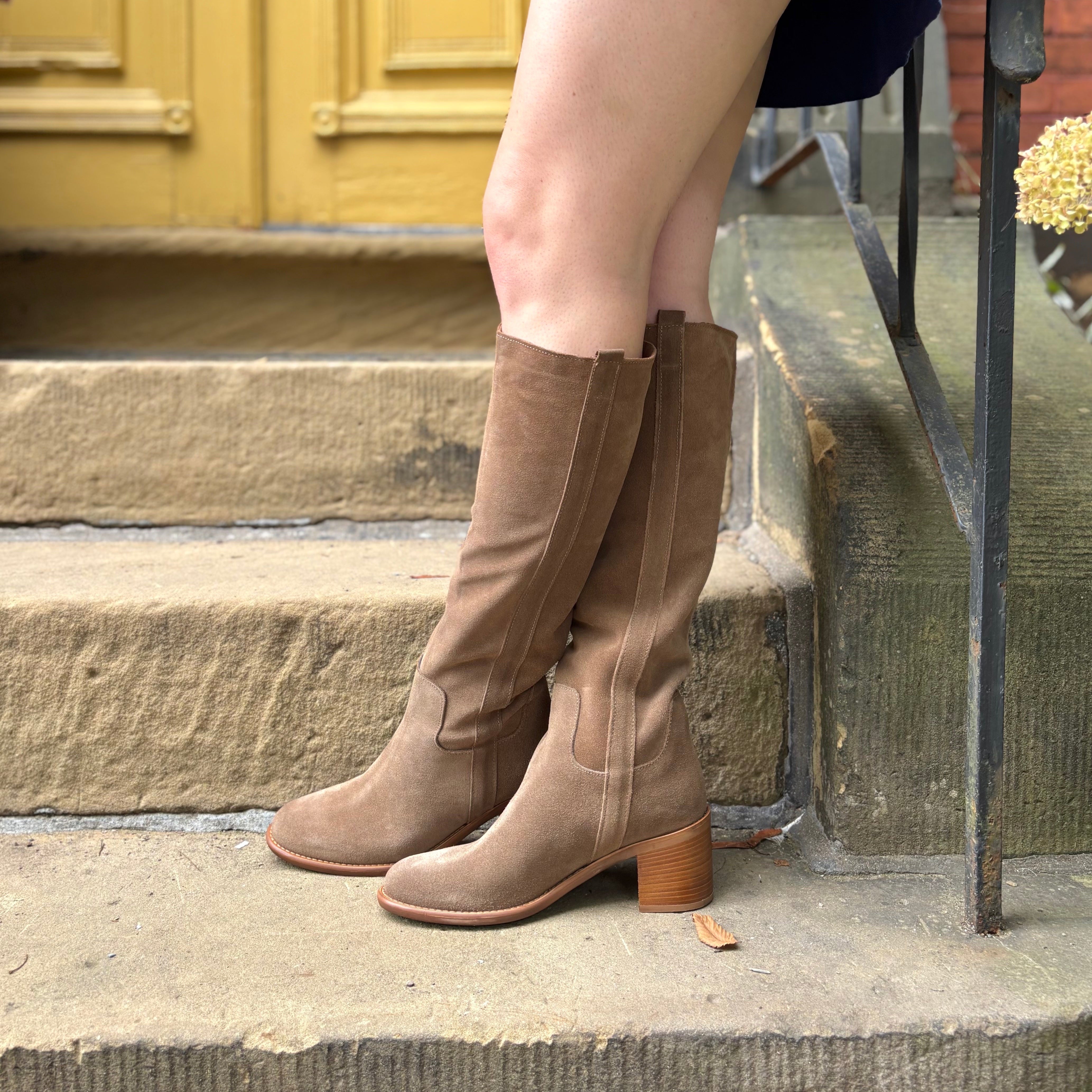 SISTER X SOEUR - MARGO TALL BOOT IN TAUPE SUEDE – the Urban Shoe Myth
