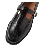 MOLLINI - GAHLA FLAT IN BLACK SHINE CROC LEATHER