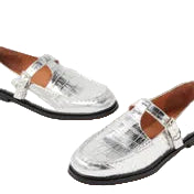MOLLINI - GAHLA FLAT IN SILVER SHINE CROCO LEATHER