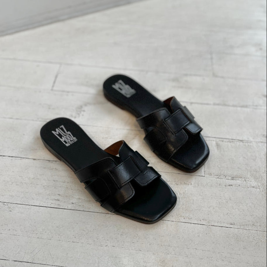 MIZ MOOZ - PALMYRA SLIDE SANDAL IN BLACK LEATHER