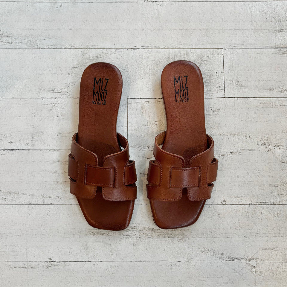 MIZ MOOZ - PALMYRA SLIDE SANDAL IN BRANDY LEATHER