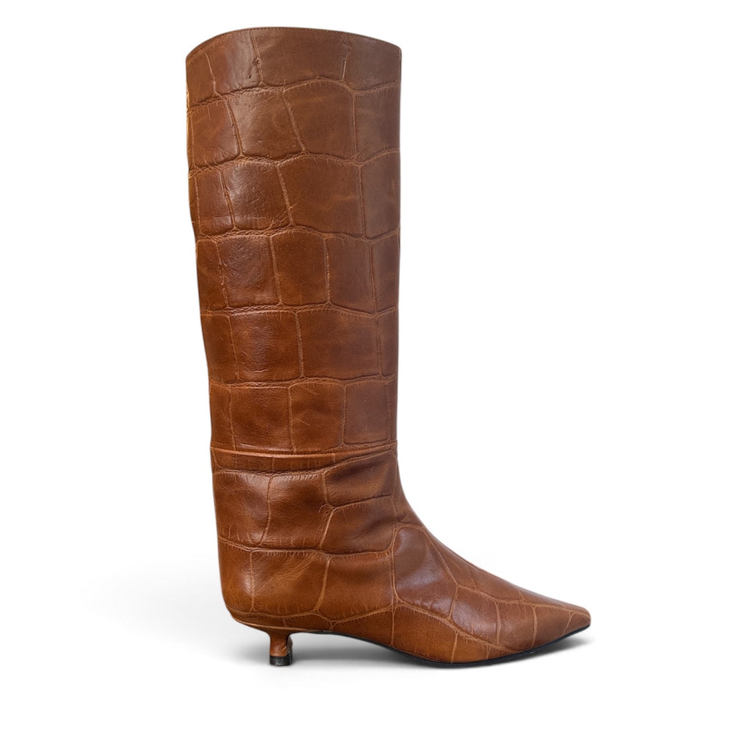 ANGEL ALARCON - ELSA TALL BOOT IN BIG CAMEL CROCO LEATHER