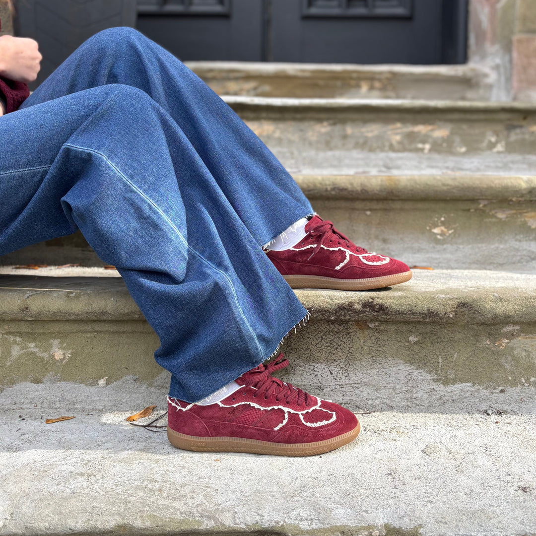ALOHAS - RIFE SNEAKER IN CROTCHET BURGUNDY SUEDE