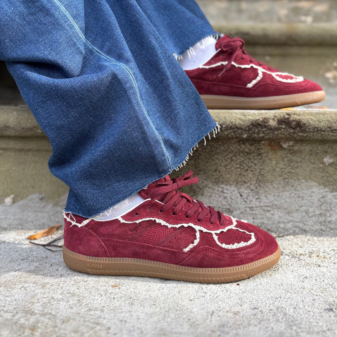 ALOHAS - RIFE SNEAKER IN CROTCHET BURGUNDY SUEDE
