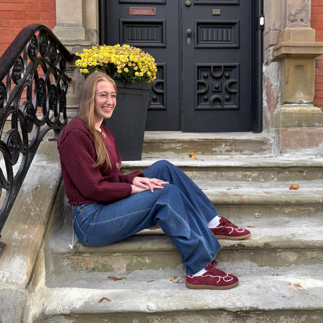 ALOHAS - RIFE SNEAKER IN CROTCHET BURGUNDY SUEDE