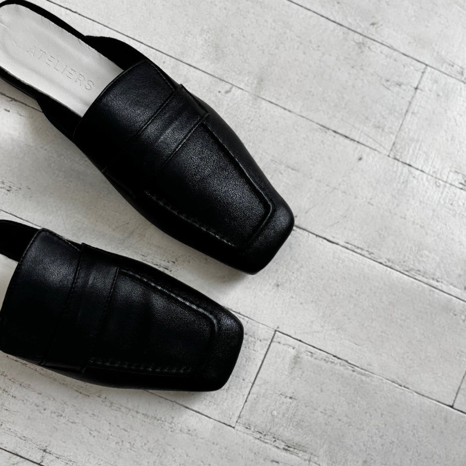 ATELIERS - SETA MULE IN BLACK LEATHER
