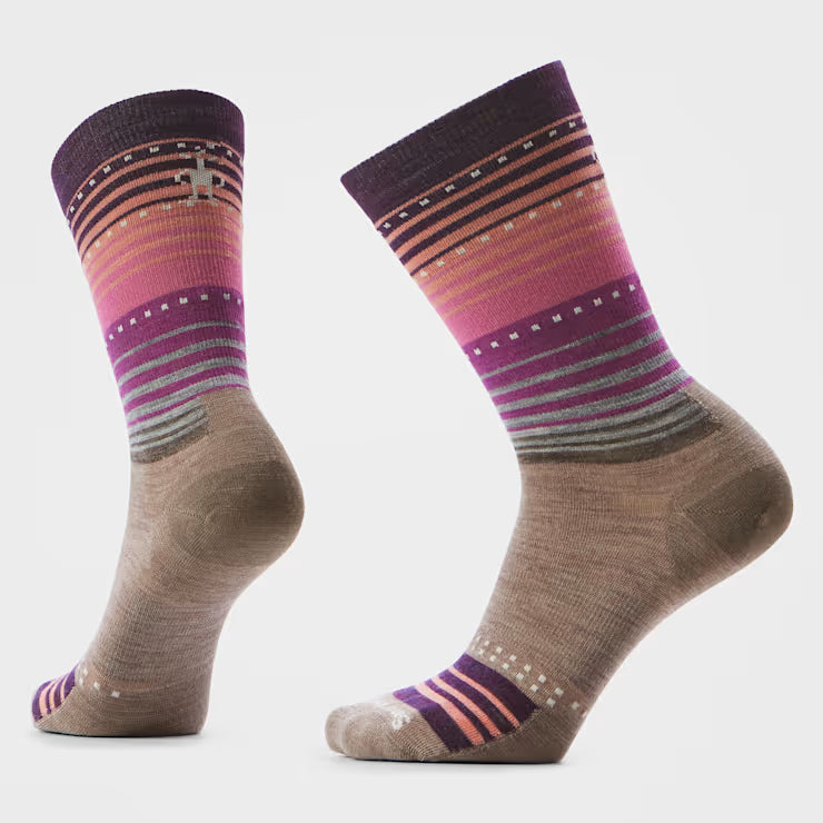 SMARTWOOL - EVERYDAY STITCH STRIPE CREW SOCK IN FOSSIL/PURPLE
