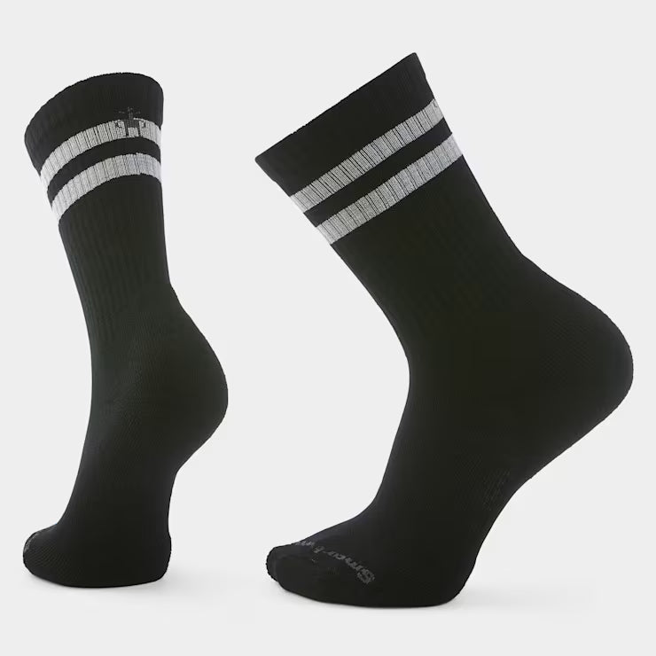 SMARTWOOL - ATHLETIC STRIPE CREW SOCK IN BLACK