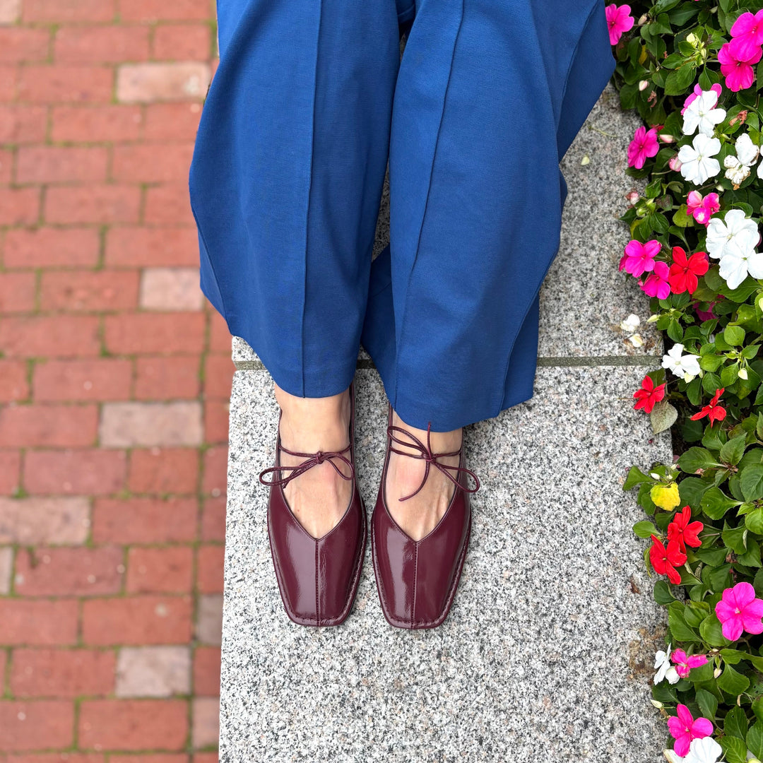 ALOHAS - SWAY FLAT IN BURGUNDY LEATHER