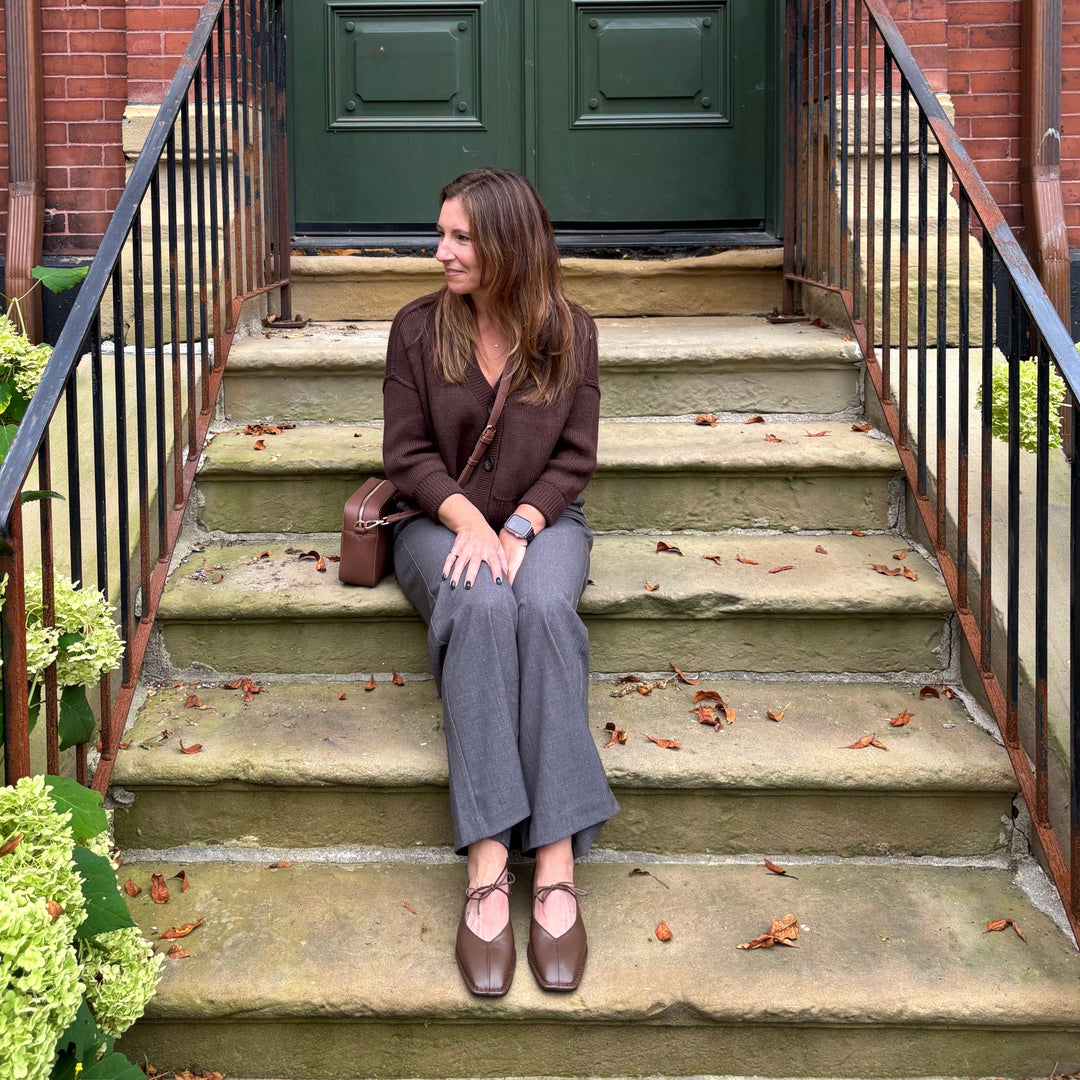 ALOHAS - SWAY FLAT IN CHESTNUT BROWN LEATHER