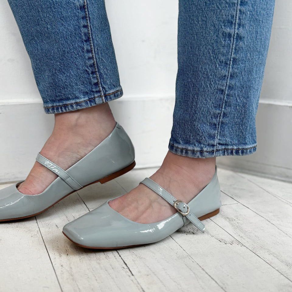 MOLLINI - TOKENA MARY-JANE FLAT IN PALE BLUE PATENT LEATHER