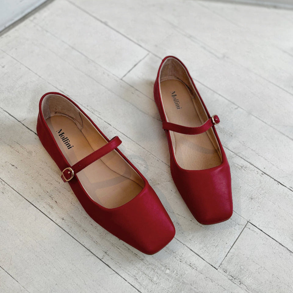 MOLLINI - TOKENA MARY-JANE FLAT IN CHERRY LEATHER