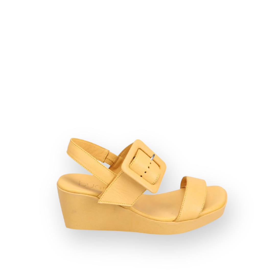 BUENO - FELICITY WEDGE SANDAL IN MUSTARD LEATHER