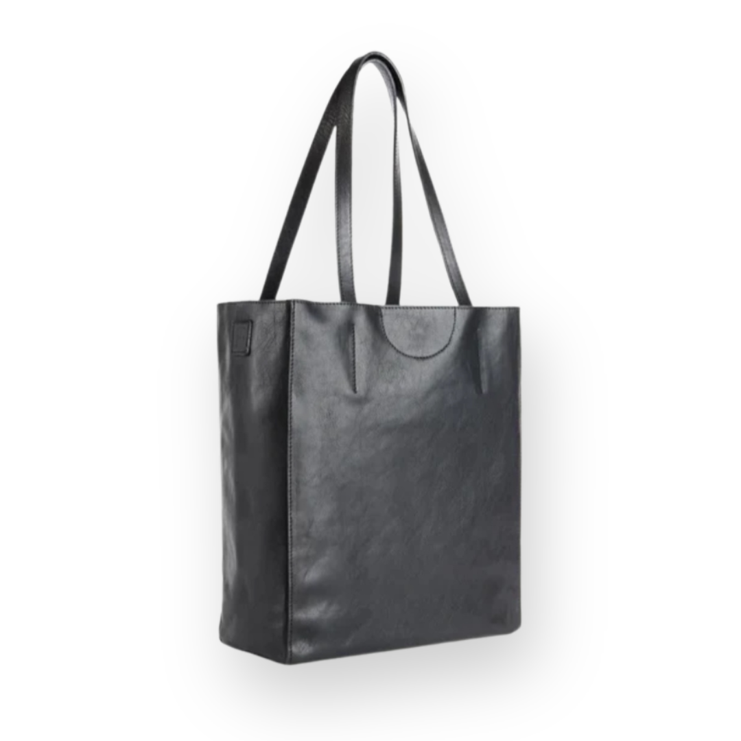 BRAVE LEATHER - GIOVANA LEATHER TOTE IN BLACK LEATHER