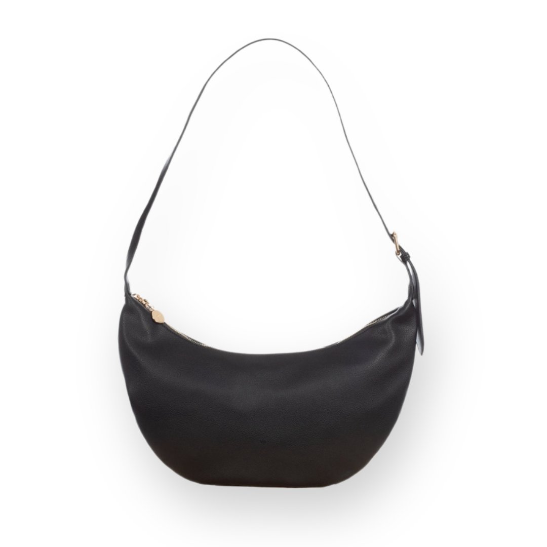 ELA HANDBAGS - SLOUCHY CROSSBODY IN BLACK PEBBLED VEGAN LEATHER