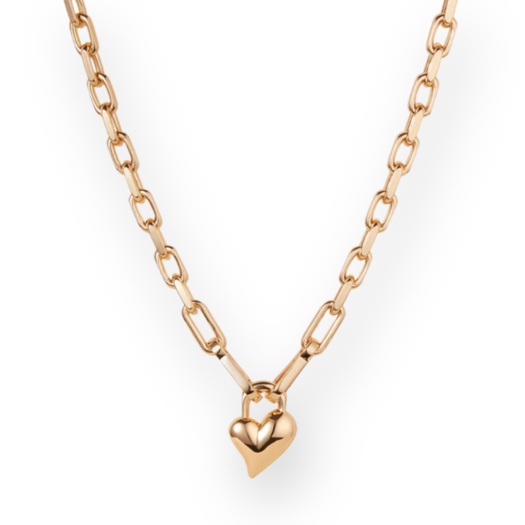 JENNY BIRD - PADLOCK HEART PENDANT NECKLACE IN GOLD