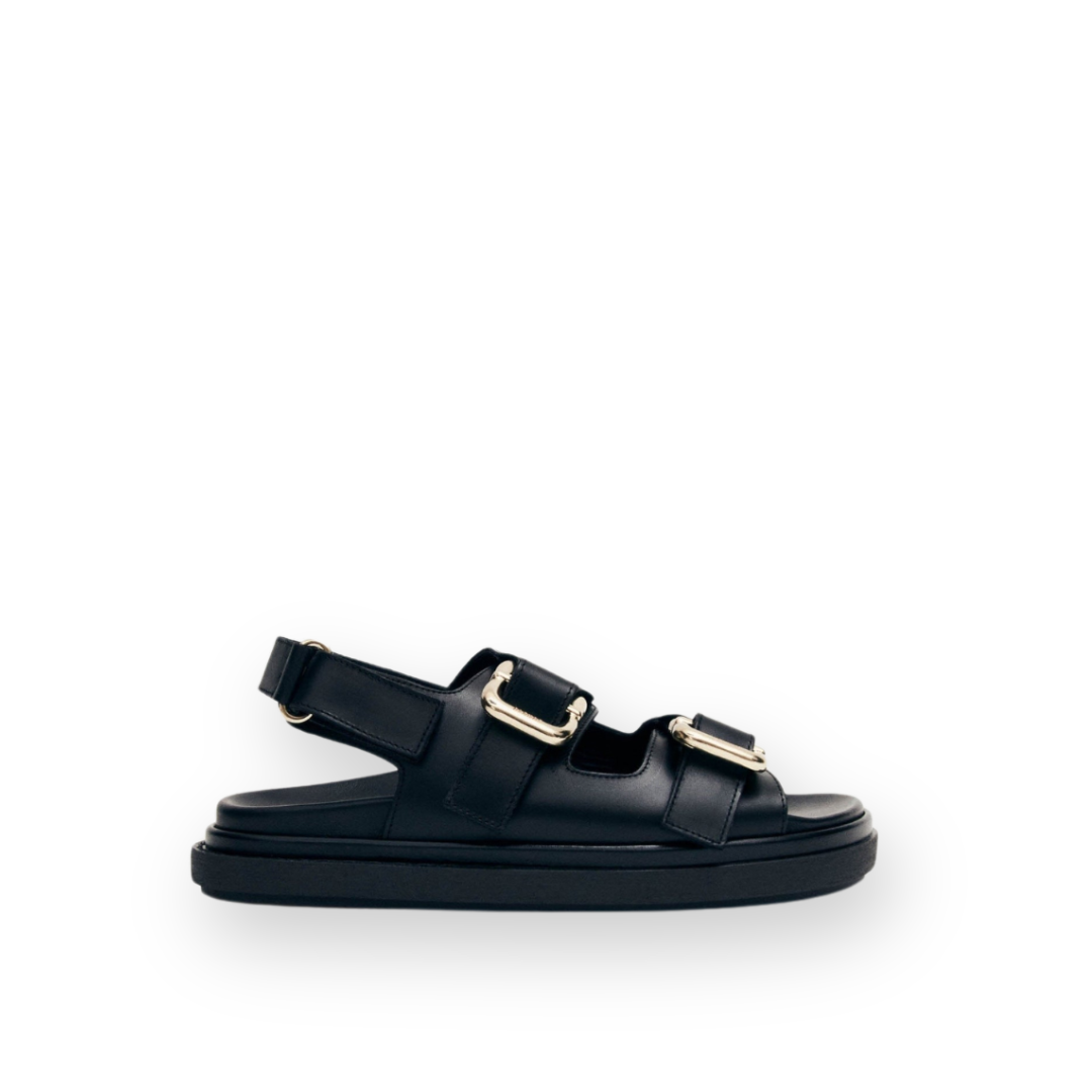 ALOHAS - HARPER SANDAL IN BLACK LEATHER
